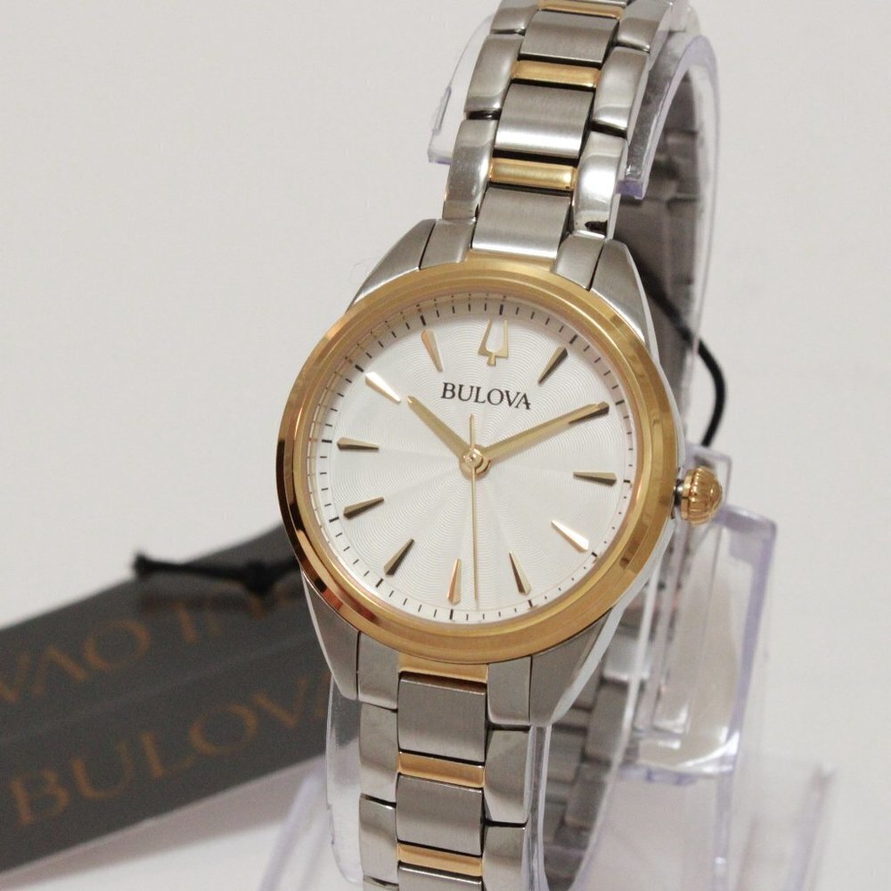 Bulova Ladies Sutton Classic Quartz Watch Two Tone Silver Dial 28mm - Picture 4 of 14